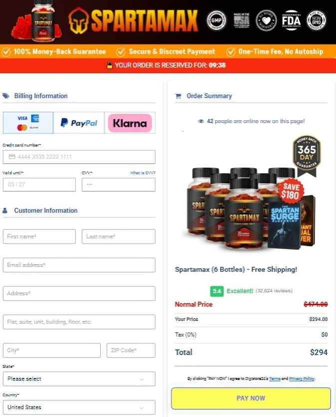 Spartamax Order Page